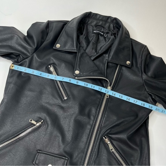 Prettylittlething Black Faux Leather Oversized Longline Belted Biker Jacket - Picture 13 of 15